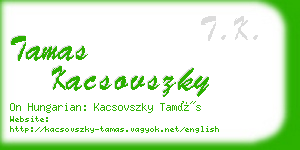 tamas kacsovszky business card